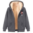 thumbnail image 6 of GaThRRgYP Fleece Jackets for Women,Women's Fashionable Printed Fleece Hooded Sweatshirt Jacket Dark Gray M, 6 of 8