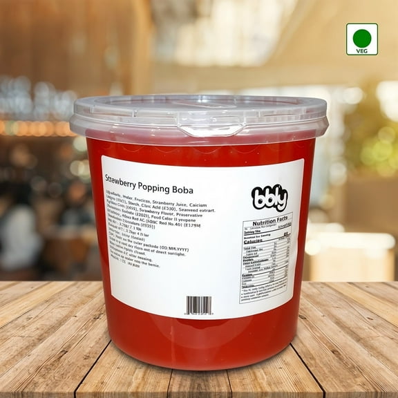 BBLY Strawberry Popping Boba, 7 lbs (Pack of 4)