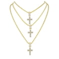 thumbnail image 3 of Slay Queen w/ Ladies on Fire Hip Hop Jewelry Necklace, Pendant, and Earrings Bling Set - TPBE-01 (20, Rope Chain Gld Stone Cross), 3 of 6