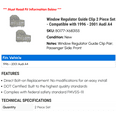 thumbnail image 2 of Window Regulator Guide Clip 2 Piece Set - Compatible with 1996 - 2001 Audi A4 1997 1998 1999 2000, 2 of 2