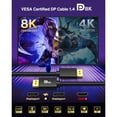 thumbnail image 2 of 8K DisplayPort Cable 1.4, VESA Certified 8K DP Cable (8K@60Hz, 4K@144Hz, 2K@240Hz)HBR3 Support 32.4Gbps, HDR, FreeSync G-Sync, Braided Display Port Cable for Gaming Monitor, Graphics, PC, 2 of 10
