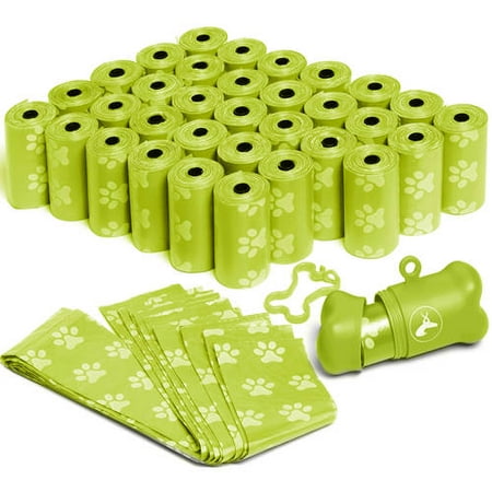 OxGord 1,000 Pet Dog Waste Bags for Poop Removal Disposal with Bone Dispenser and Leash Clip Green