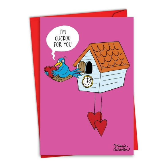 1 Funny Valentine's Day Card with Envelope - Cuckoo For You
