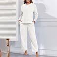 thumbnail image 5 of siminsem Warm Fleece Pajamas Flannel Pajama Set for Women Winter Sleepwear Set 2 Piece Lounge Set Soft Fluffy Pajama Set Plush Loungewear Sleepwear Fuzzy Pajama Set with Pockets, White,XXXL, 5 of 5