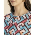 thumbnail image 5 of Moomaya Round Neck Short Sleeve Printed Loose Fit Top - Women's Casual Top, 5 of 9