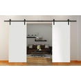 thumbnail image 3 of Sturdy Double Barn Door with Hardware | Planum 0010 White Silk | 13FT Rail Hangers Heavy Set | Modern Solid Panel Interior Doors-84" x 96" (2* 42x96)-Black Rail, 3 of 6