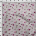 thumbnail image 3 of oneOone Cotton Cambric Fuschia Pink Fabric Stripe|Leaves & Floral Artistic Dress Material Fabric Print Fabric By The Yard 56 Inch Wide, 3 of 4