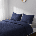thumbnail image 2 of 2-Piece Quilt Twin Bedspread Plaid Bedding Microfiber Bedspread Coverlet Set,Navy Blue, 2 of 7