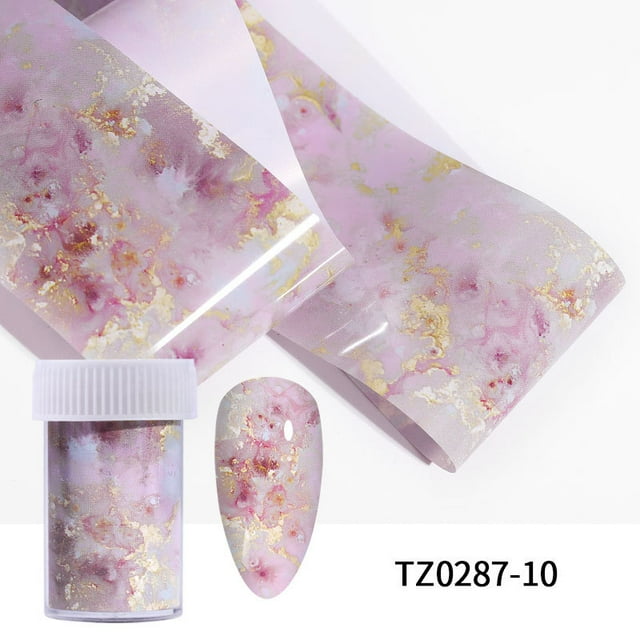 2 Pcs 100cm Nail Art Transfer Sticker Paper Foils Bright Marble DIY Design Decoration Nail, 10
