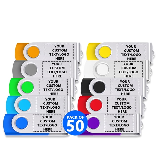Unidades flash USB Paintechz, giratorias personalizadas, 8 GB, paquete de 50 unidades con logotipo