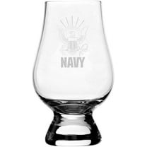 United States Navy Etched Glencairn Crystal Whisky Glass