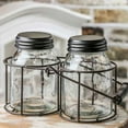 thumbnail image 5 of Factory Direct Craft Rustic Star-Embossed Jars and Caddy, Glass Jar Set with Metal Holder, 5 of 5
