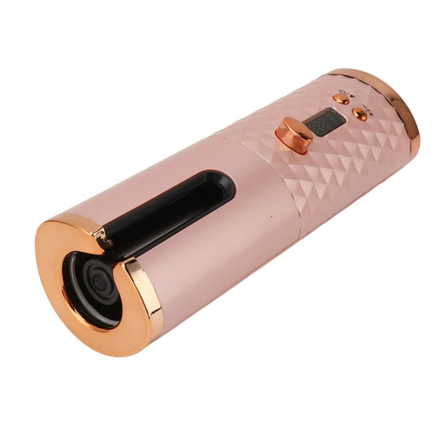 Rechargeable Curling Wand, Fast Heating Power Bank Function Lightweight Cordless Automatic Hair Curler ABS with Digital Display for Travel