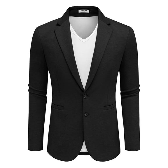 COOFANDY Men's Lightweight Two Button Knit Blazer - Casual Sport Coats Suit Jacket