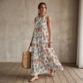 thumbnail image 3 of Jiueut Butterfly Floral Print Women’s Sleeveless Long Maxi Dress with Pockets, Linen Look Casual Summer Dress Flowy Loose Fit Beach Vacation Resort Wear Outfit, M, 3 of 7