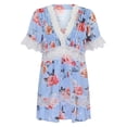 thumbnail image 5 of Vestido HUOGUO con volantes y parche de encaje a ganchillo con estampado floral para mujer, 5 of 5
