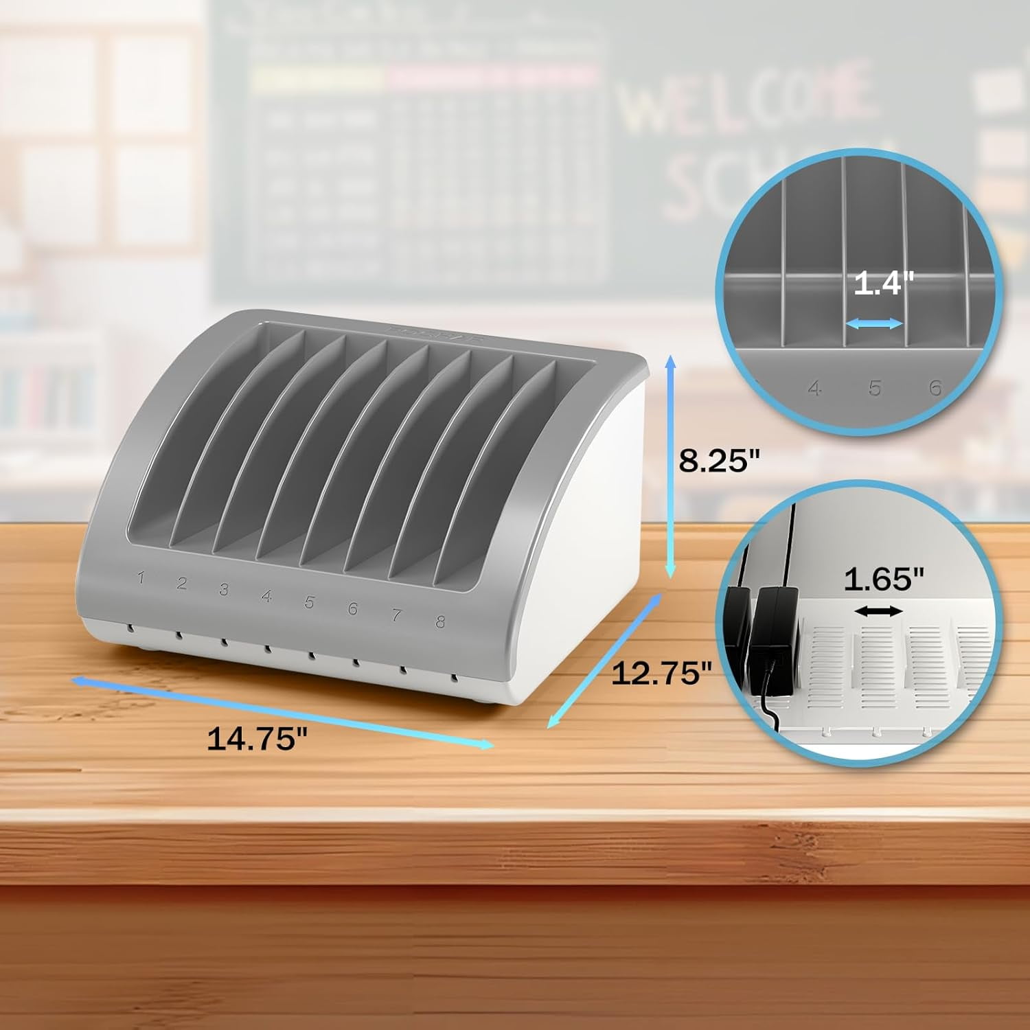 Pochar 8 Device Laptops Charging Station for Multiple Devices, Ideal for Schools Office