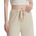 thumbnail image 6 of FRSASU Women's Wide Leg Palazzo Pants High Waist Drawstring Casual Straight Leg Trousers Loose Fit Casual Dressy Summer Pants Beige, 6 of 8