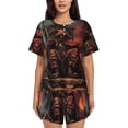 thumbnail image 1 of Balery Dark Skull King Throne Conjunto de Pijama para Mujer con Estampado, Dos Piezas de Manga Corta y Shorts, Ropa de Dormir Suave con Cuello Redondo y Bolsillos-Small, 1 of 6