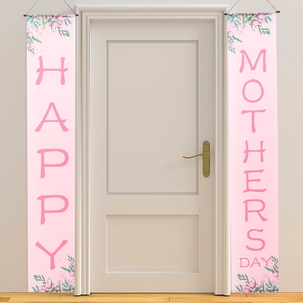 FELTECHELECTR 1 par de pancartas colgantes para puerta de entrada con temática del Día de la Madre, para fiesta temática, porche, regalo para el Día de la Madre