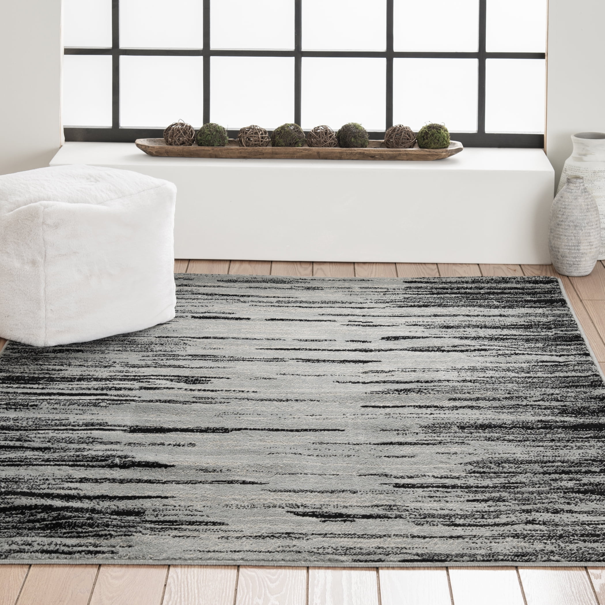 Mainstays Black Lines Modern Abstract 3pc Indoor Rug Set