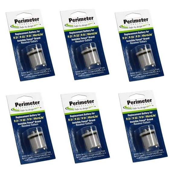 Dog Fence Batteries (6 Pack) Compatible with Invisible Fence R21, R22, R51 Receiver Collars and Microlite | Perimeter Dog Battery Replacement for Power , Dog Training