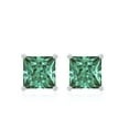 thumbnail image 3 of Rosec Jewels Princess Cut Created Green Sapphire Solitaire Stud Earrings for Women - AAAA Grade, 14K White Gold, 3 of 6