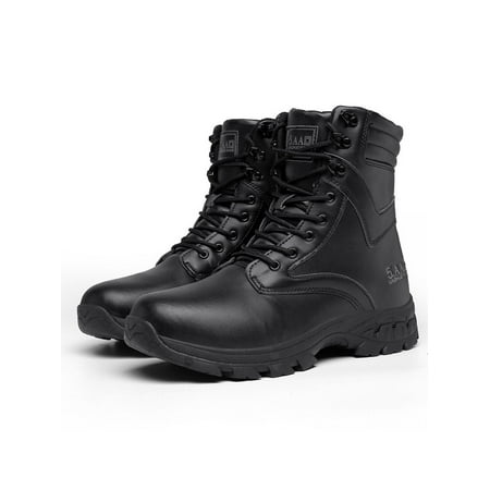 

Daeful Mens Army Combat Boots Lace Up Military Tactical Boot Desert Hiking Shoes Men Breathable Side Zip Jungle Black 7.5