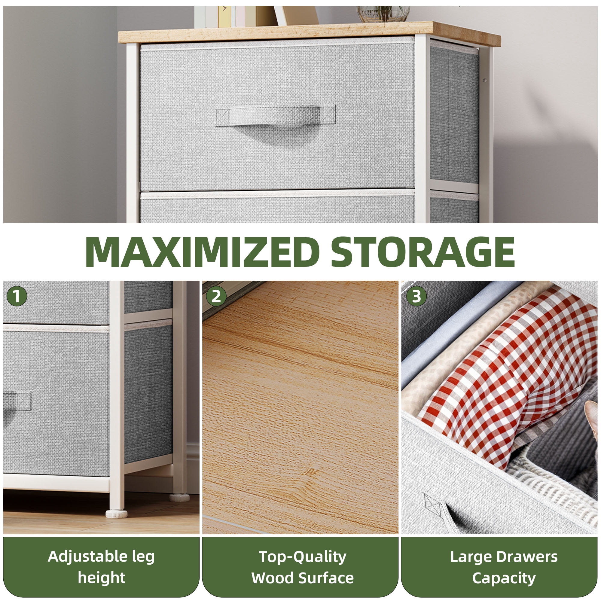 Uforic 4 Drawer Dresser Fabric Chest of Drawers Furniture Storage Organizer for Living Room,,Hallway, Light Gray