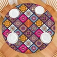 thumbnail image 2 of Round Tablecloth Boho Waterproof Fitted Oxford Fabric Table Cloth for 36-44" Round Tables, Dining Kitchen Essentials, 2 of 6