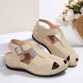 thumbnail image 6 of Dakaela Womens Sandals Comfortable Closed Toe Wedge Shoes Ankle Strap Platform Casual Dressy Summer Slip on Walking Shoes Size 6-10, 6 of 9