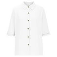 thumbnail image 5 of Ltctricy Women's Button down Shirts Spring Summer Half Sleeve Business Casual Work Tops Loose Collared Blouses, 5 of 7