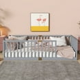 thumbnail image 2 of Miniyam Twin Size Floor Bed with High Safety Fence for Kids, Gray, 2 of 7