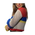 thumbnail image 4 of Kmbangi Women Hollow Out Knitwear Variegated Color Square Collar Crop Tops, 4 of 10