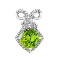thumbnail image 2 of Mauli Jewels Engagement Necklace for Women 2.35 Carat Cushion Shaped Peridot and Diamond Pendant 4-prong 10K White Gold|Silver Chain, 2 of 4