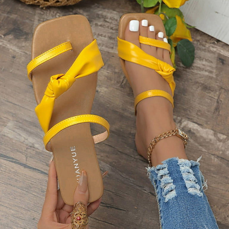 Mustard flat sandals best sale