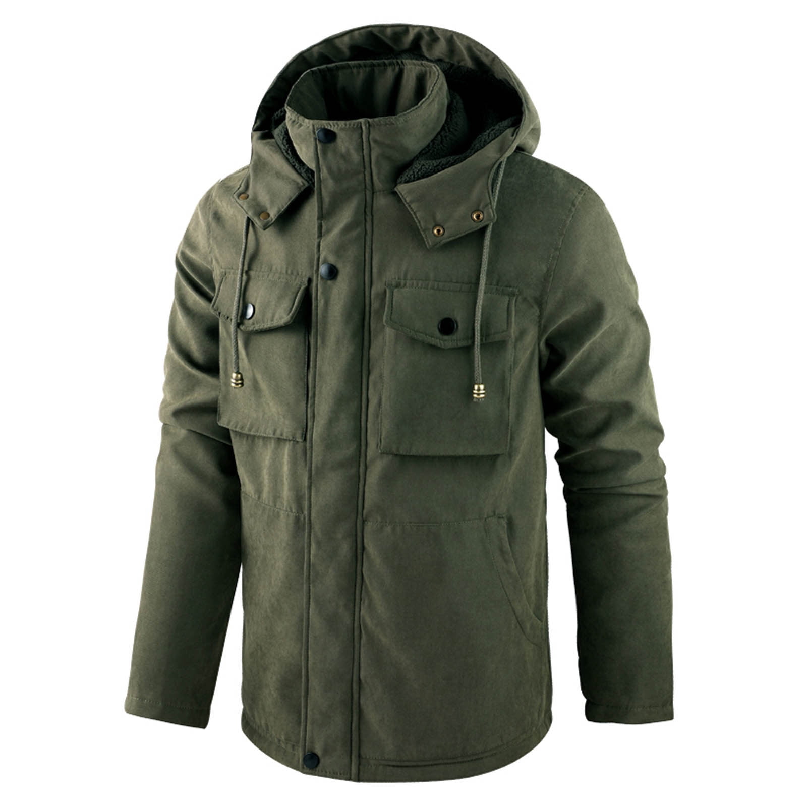 hoksml Winter Jackets For Men New Fashion Casual Loose Plush Warm ...