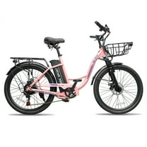24 Inch Cruiser Electric Bike, E-Bike for Adults with 36V 10.4AH Removable Battery, Step Through Ebike for Women Men,City Electric Bicycle,for City Commute