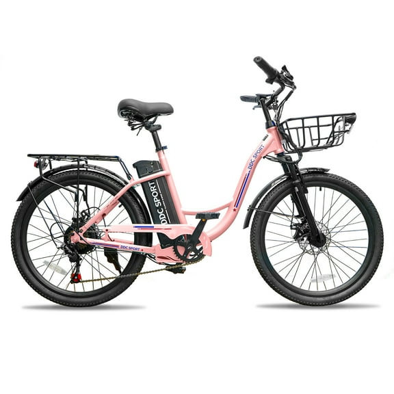24 Inch Cruiser Electric Bike, E-Bike for Adults with 36V 10.4AH Removable Battery, Step Through Ebike for Women Men,City Electric Bicycle,for City Commute