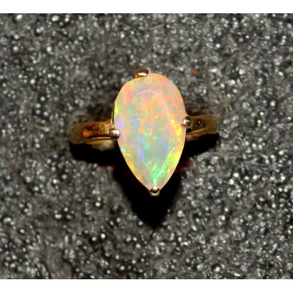 925 Sterling Silver Gold Plated Ring Oval Ethiopian Opal Natural Gemstone October Birthstone R2