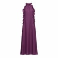 thumbnail image 4 of Miqool Women's Summer Ruffled Maxi Dress Halter Neck Sleeveless Flowy A-Line Long Casual Beach Vacation Dress with Pockets, 4 of 8