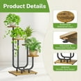 thumbnail image 3 of 4 Tier Plant Stand Indoor, Corner Tiered Multiple Flower Holder Shelf with Wooden Trays, Orchid Display Metal Rack for  Porch Living Room Balcony Outdoor, Modern Black & Rustic Brown, 3 of 6