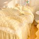 thumbnail image 3 of Juego de cama de princesa Kawaii Seersucker para niñas, algodón lavado, estilo coreano, funda de edredón de encaje con volantes de lujo, falda de cama tamaño Queen, 3 of 6