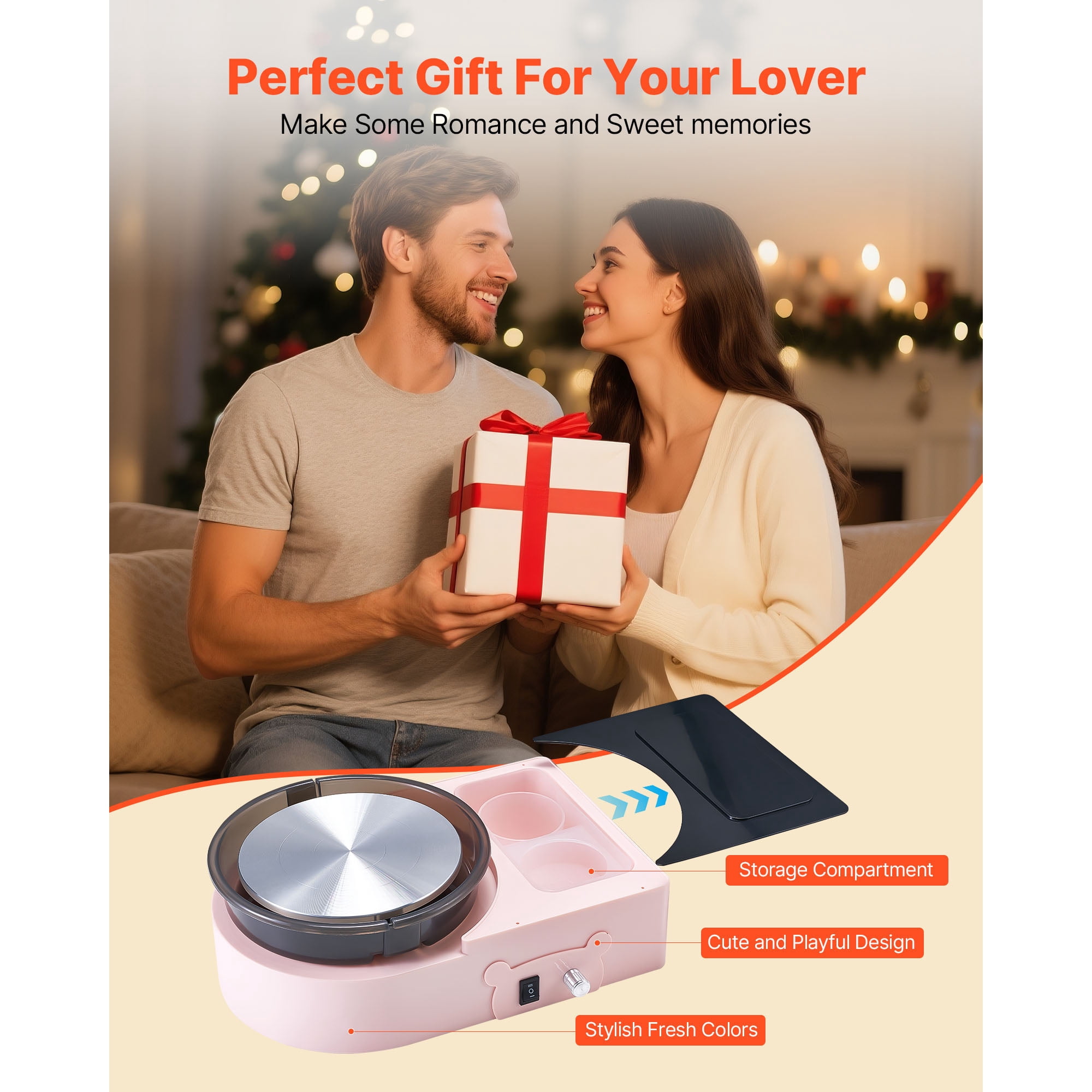 KFFKFF Mini Pottery Wheel with 6-Inch Turntable, Adjustable Speed, Forward and Reverse Rotation, Electric Clay Wheel for Kids and Adults, Includes Clay Shaping Tools, Ideal for Home Projects and Pott
