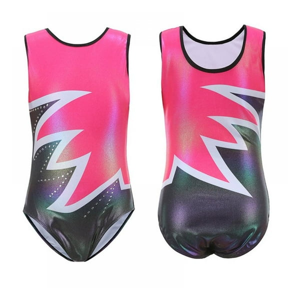 Kids Girls Shiny Diamonds Gymnastics Ballet Leotard Sleeveless Bodysuit Dancewear Costume 5-14Y