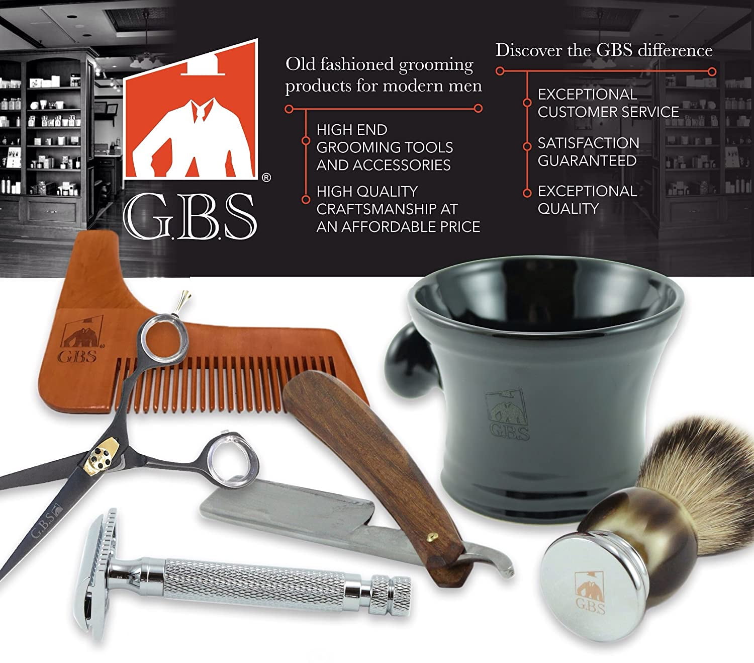 GBS Premium Horn Chrome Handle 5-Blade Safety Shaving Razor for Men