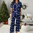 thumbnail image 5 of UngA Silk Christmas Pajamas for Women Satin Button Down Christmas Tree Pajamas Classic Soft Womens Christmas Pajamas,Size S, 5 of 5