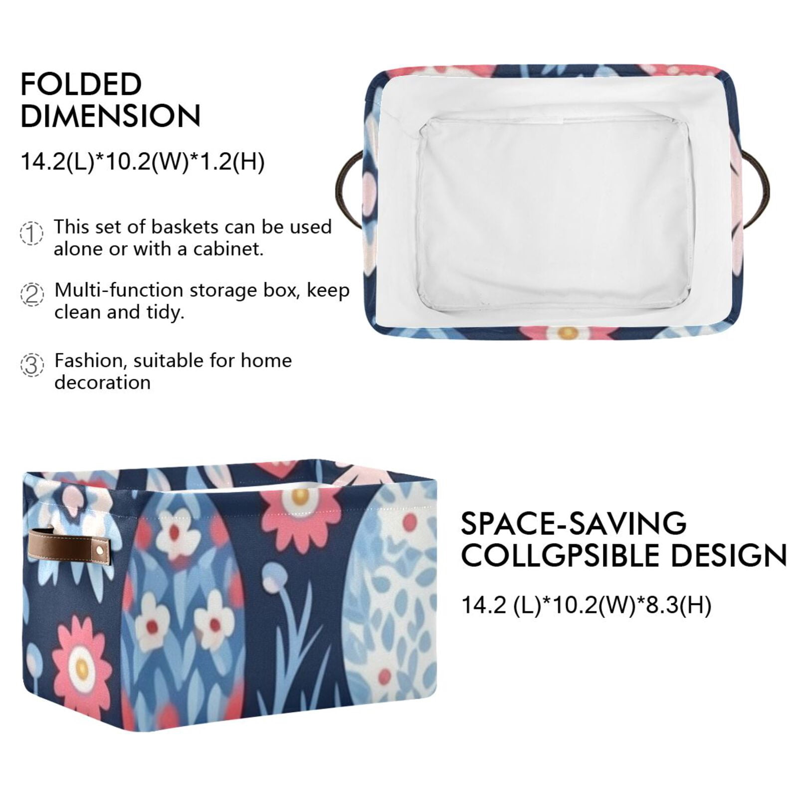 Easter Eggs Flowers Leaves Storage Bins Baskets With Handles Storage Box Clothes Organizer Organization Toys
