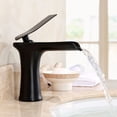 thumbnail image 3 of Grifo de cascada de cobre para lavabo de baño, lavabo de encimera, grifo vintage de agua fría y caliente, oro blanco, 3 of 5