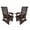 Deep Brown - 2 Pieces, variant on Fortune Candy 1 Person Wood Patio Glider with Cup Holders and Deep Contoured Seat, Heavy Duty 600 lbs